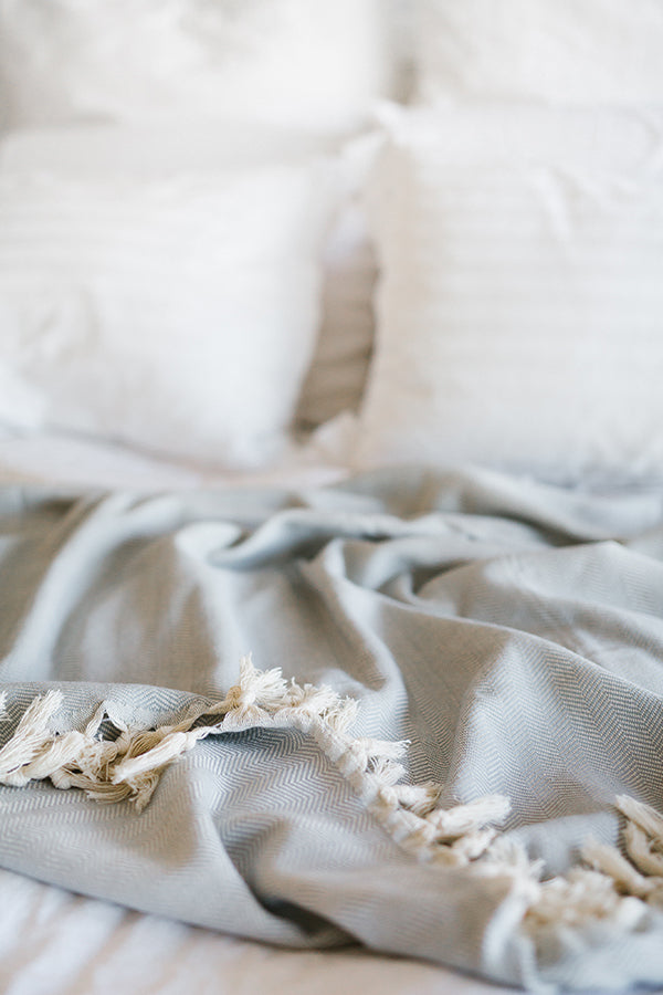 Herringbone Light Grey Turkish Blanket – The Cotton Company
