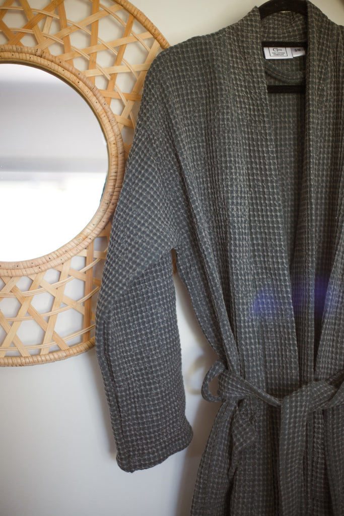 Waffle Weave Slate Robe – The Cotton Company